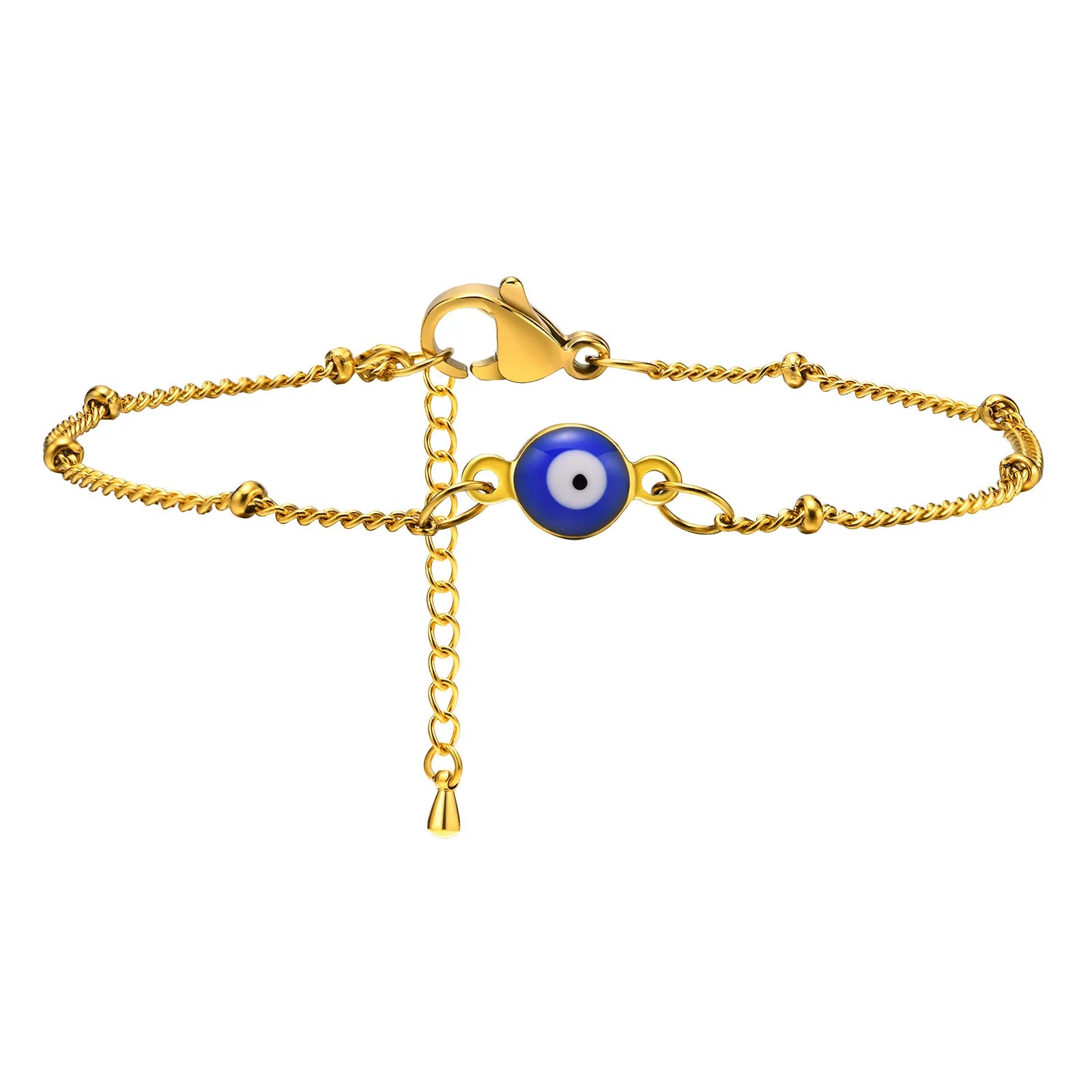 ORDRM Fashion Jewelry Gold Plated Stainless Steel Wholesale Hand Chain Evil Eye Beaded Bracelet