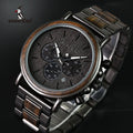 For BOBO BIRD Luxury Ebony Men's Chronograph Watch Custom Logo Stainless Steel Wristwatches Quartz for Fashion Business OEM