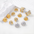 Fashionable Stainless Steel Jewelry Wholesale 18K Gold Plated Shell Tree Wing Fine Two Tone Stud Earrings for Women's Party Wear