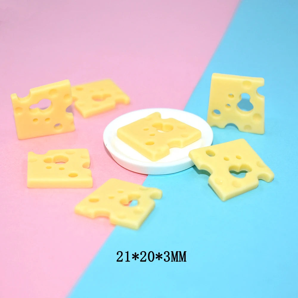 Wholesale Mini Resin  Simulation Cheese Planar Miniature Food for DIY Miniature Kitchen Ornament Decoration