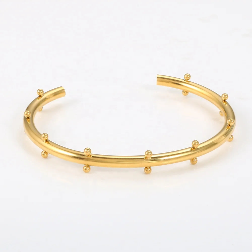 Multi l Ball Cuff 18 k Gold Plated Jewelry Gold Bangles Stainless Steel  Jewelry Bangles 18K Open Gold Vermeil Bangles  Gift