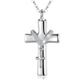 Merryshine 925 Sterling Silver Custom Keepsake Animal Women Mother Cross Cremation Urn Necklace for Ashes