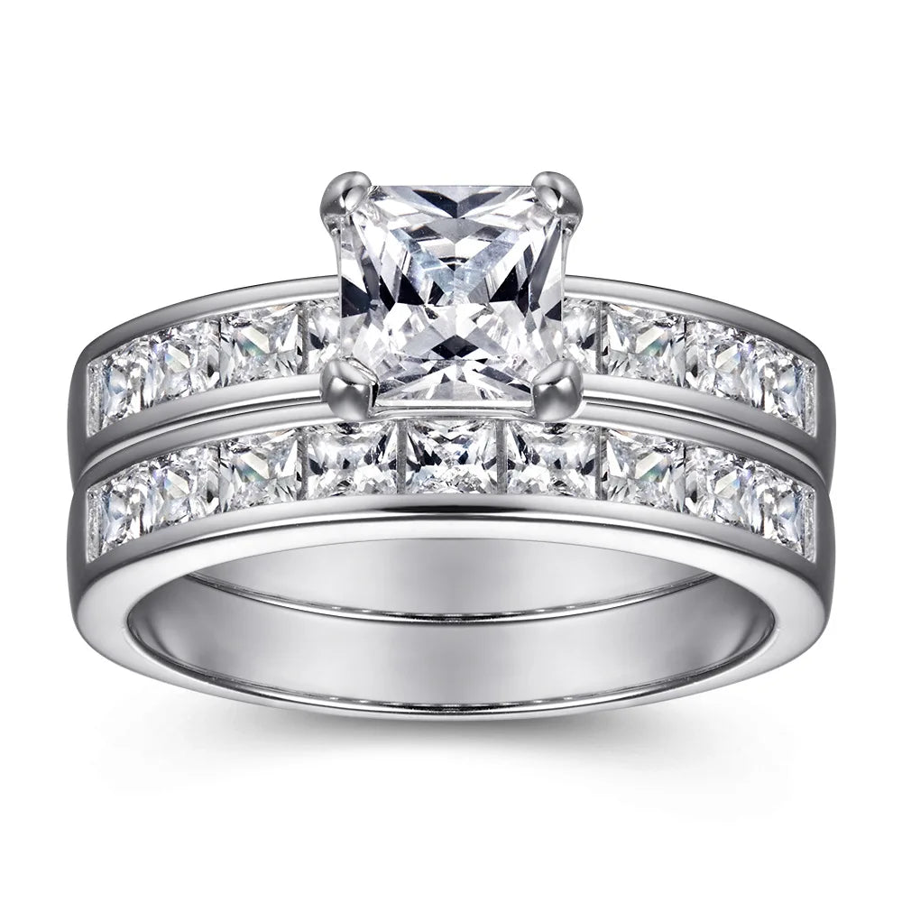 SGARIT Hot Sale Wedding Couple Jewelry 925 Sterling Silver Zircon Ring Jewellery 5A Cubic Zircon Promise Couples Rings