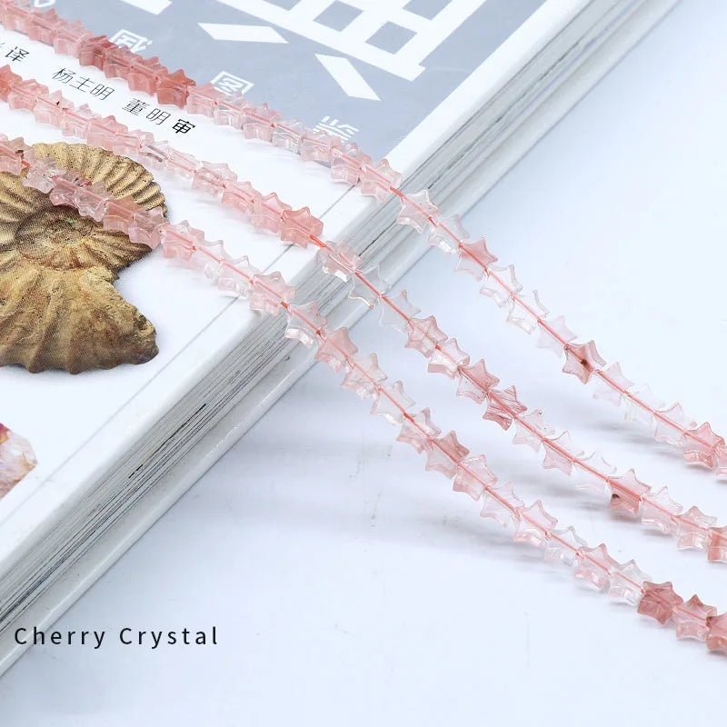 DIY Factory direct sale Cherry Quartz five-point star shape beads DIY loose beads for Jewelry Making