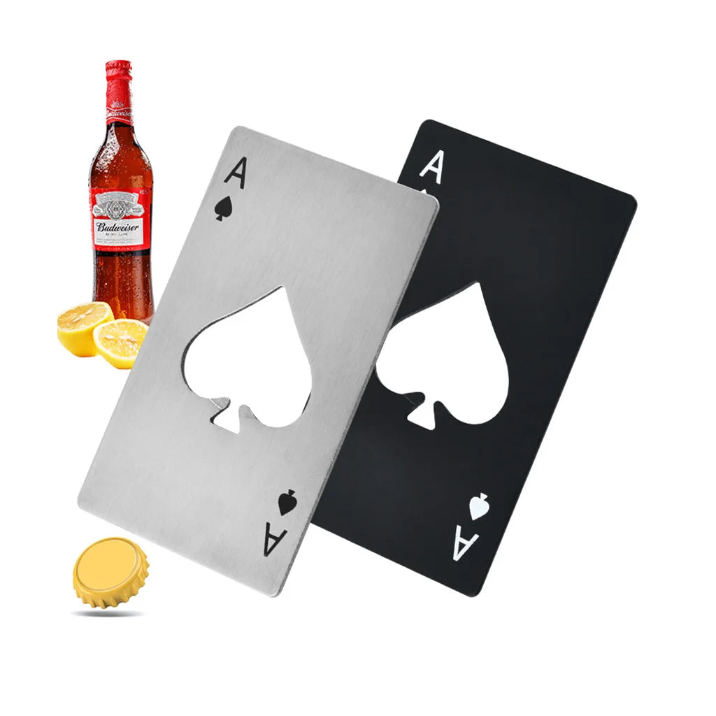 Promotion Stainless Steel Metal Flat Blank Playing Poker Ace Business Credit Card Bottle Opener Custom Logo Corkscrews Openers