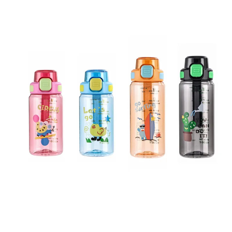 Ecozen Tritan Children's Drink Bottle Lock Dishwasher Safe Water Bottle Pop Lid Full Print Outdoor Tour Water Bottles for