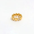 High End 18K Plain Gold Teardrop Zirconia Chunky Punk Style Rings Stainless Steel Simple Fashion Jewelry