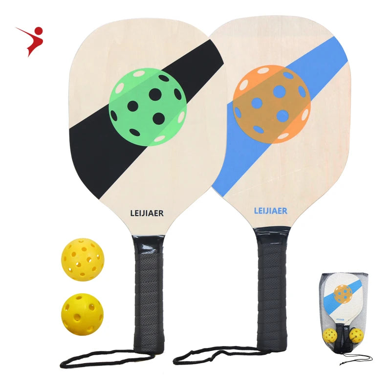 Hot Sale Wooden Pickleball Paddle Racket Set Wooden Beach Racket Popular Toys of Pickle Balls Welcome Customs Design and Bag OEM