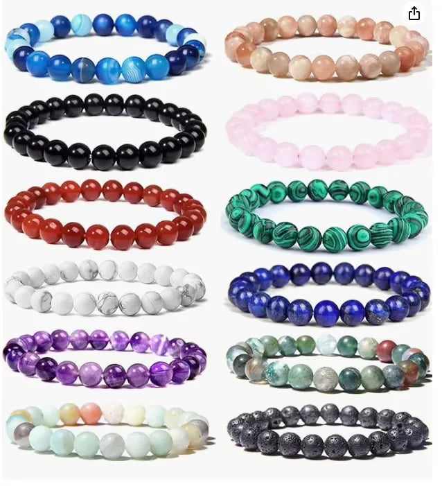 Natural Crystal Stone Amethyst Rose Quartz Turquoise Onyx Agate Beads for Women Men 6mm 8mm 10mm Round Crystal Beads Bracelet