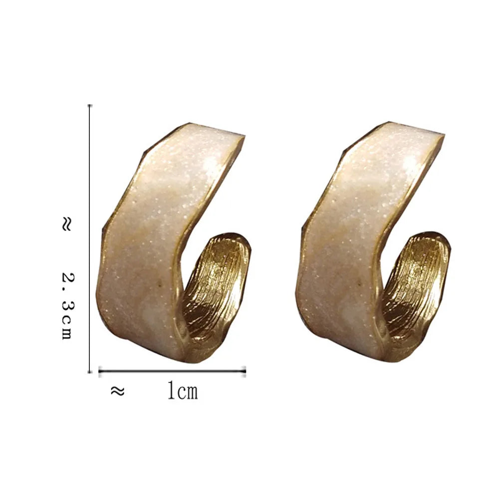 Small Brass with Oil Drop Color Hollow c Shape Half Half Hoop Earring Channeled Women Earrings
