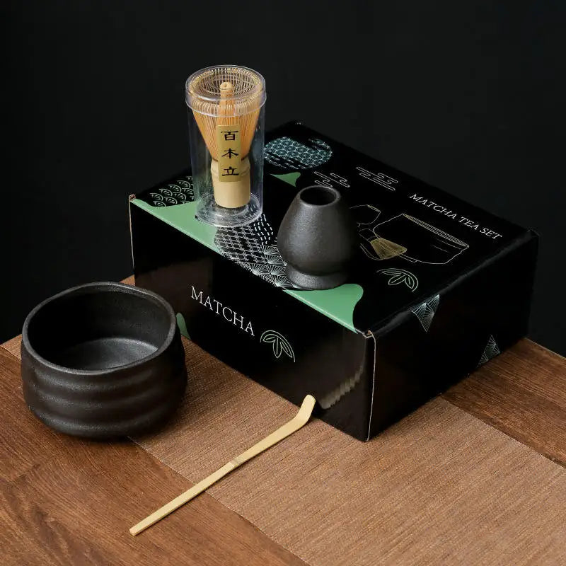 Custom Logo Japanese Perfect Tea Ceremony Matcha Kit Bowl Spout Whisk Holder Spoon Matcha Whisk Set