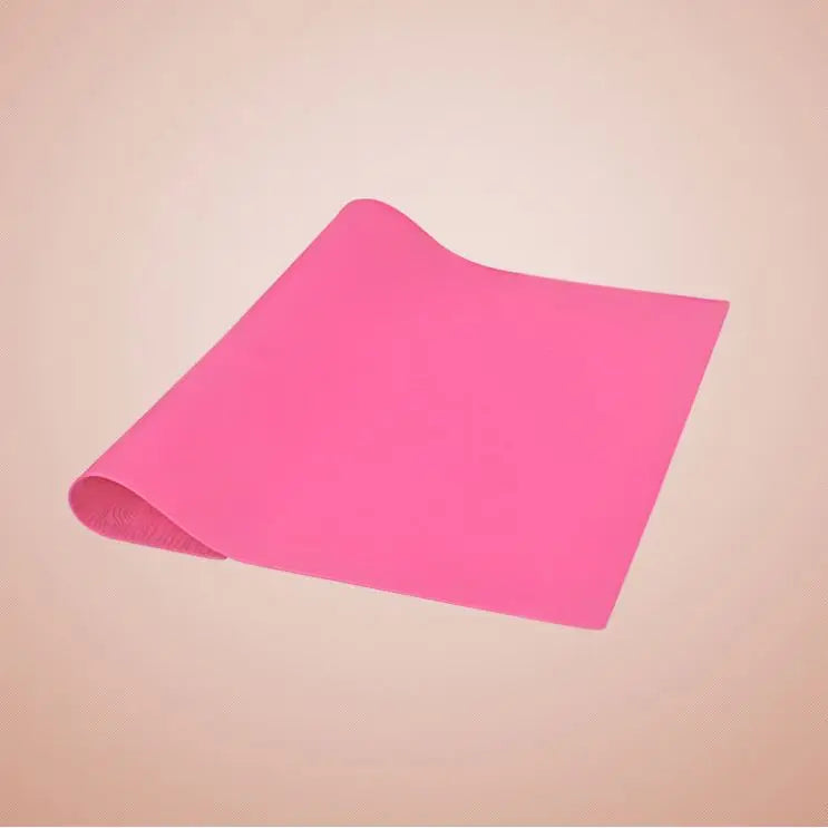 BAKEST Rectangle Decorative Grain Flower Pink Silicone Cake Rolling Mat for Food
