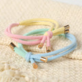 Two Colors Contrasted Knotted Elastic Hair Bands Tie With Golden Cups Ends Hair Scrunchies for Girls Elasticity Ponytail Holders