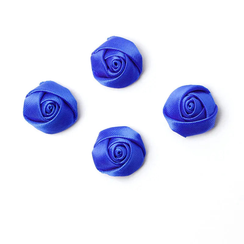 Mini Ribbon Bows Roses Flowers Craft Artificial Ornament Applique Sewing DIY Small Handmade Mini Lace Satin Ribbon Flowers