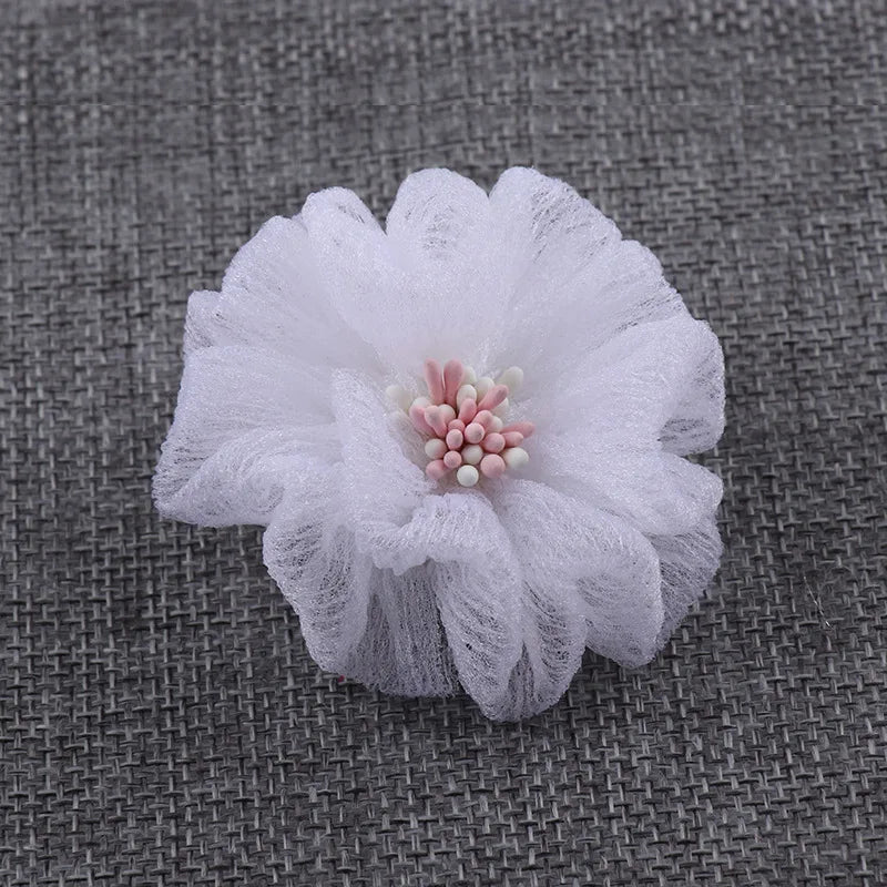 Wholesale Handmade Mesh Cloth Match Flower Core Flower for Children Teens Girls Babies Toddlers Hair Accessories