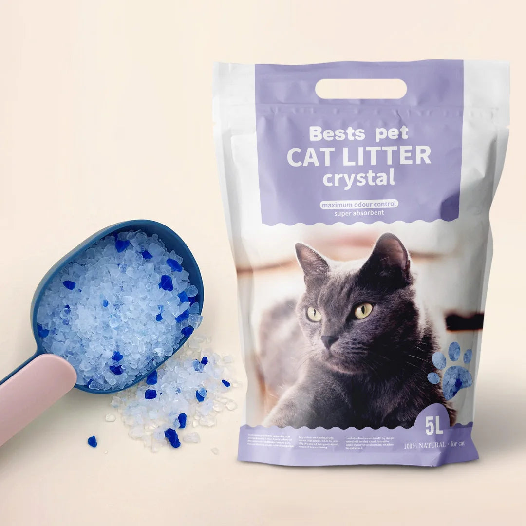 50% Water Absorption Health Care Monitoring Superior Odor Control Dust Free Blue Colorful Crystal Cat Litter Tray Refills