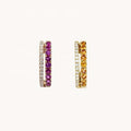 LOZRUNVE 925 Silver Double Row Cubic Zirconia Rainbow Sapphire Huggie Hoop Earring Gold Plated