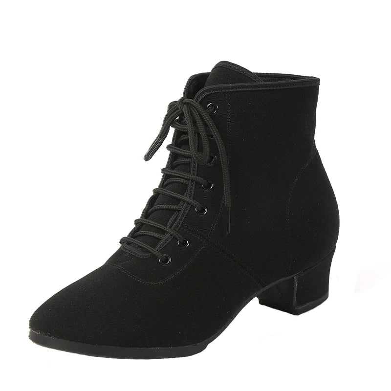 Black 3.5cm Women Ballroom Latin Dance Shoes Jazz Modern Waltz Shoes 5cm Dancing Boots