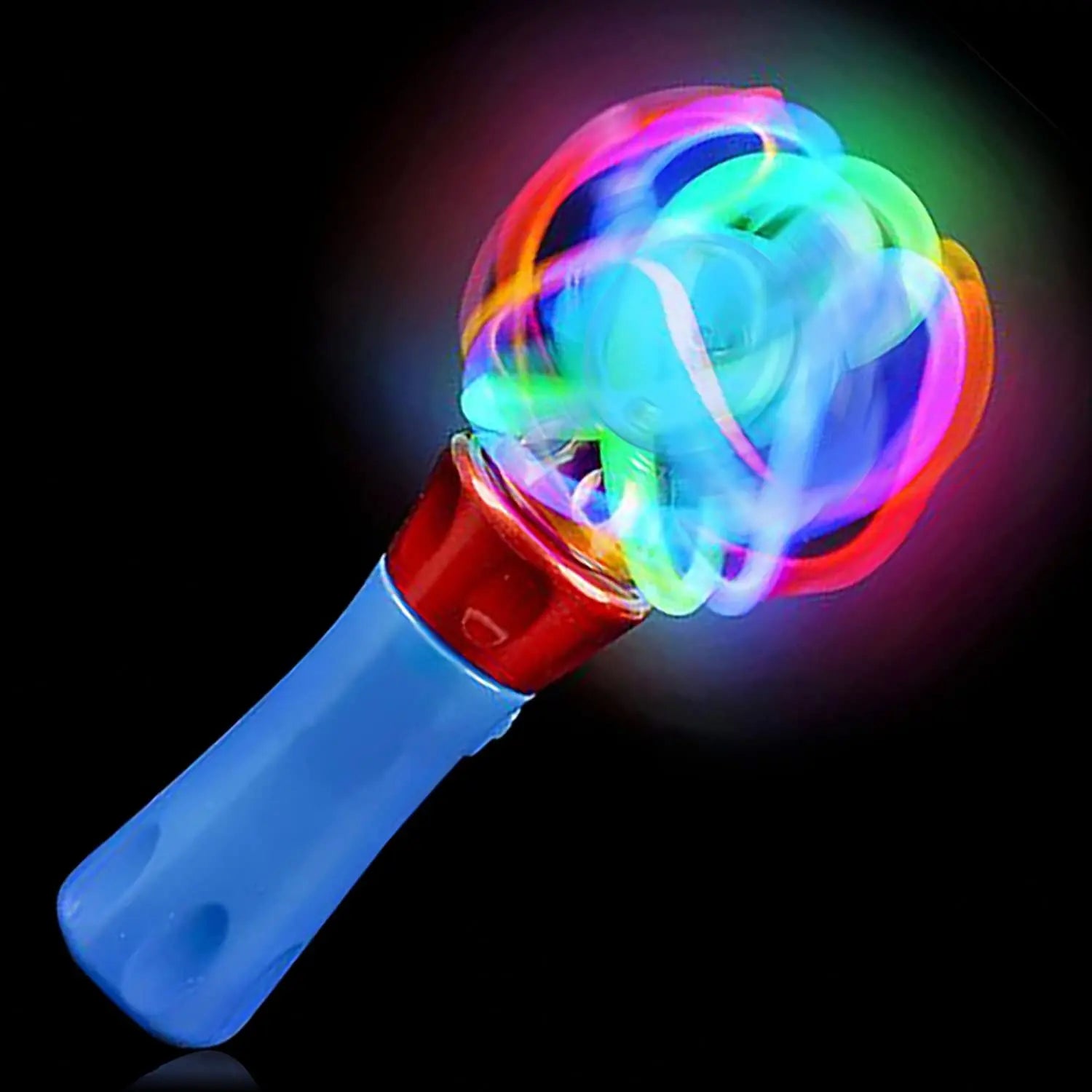 LED Light-Up Spinning Wand Glowing Kid's Birthday Gift Plastic Orbiter Spinner with Flashing Function Magic Wand Toy