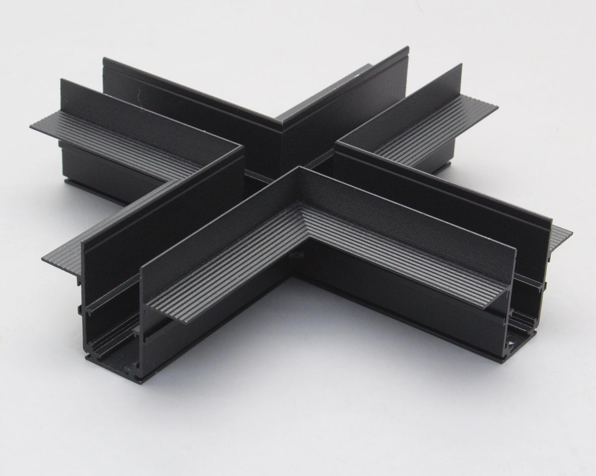Modern Linear Lighting Systems Black 20 Concealed "+" Connector for Magnetic Lighting Track