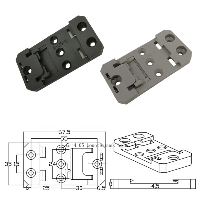 U-Shaped and C-Shaped Guide Rail Installation Buckles Plastic DIN 35mm Rail Mounting Clips Metric Measurement System