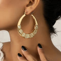 Statement Gold Color Metal Big Plain Round Hoop Earrings High-Quality Indian Fashion Trend Pendant Jewelry Accessories for Women