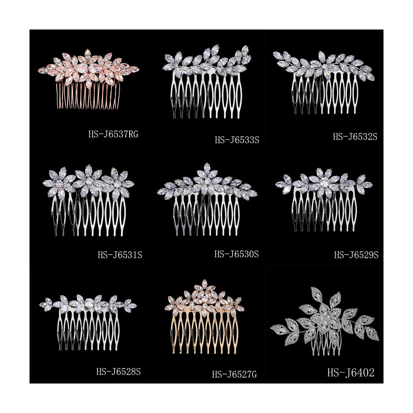 Silver Color Zircon Wedding Side Hair Combs Hair Accessories for Bridal Flower Headpiece Women Bride Hair Ornaments Jewelry