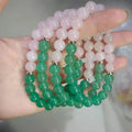 Woman's Green Aventurine & Rose Quartz Crystal Healing Mala Beads Stone Bracelet Natural Round Gemstone Beaded Bracelets