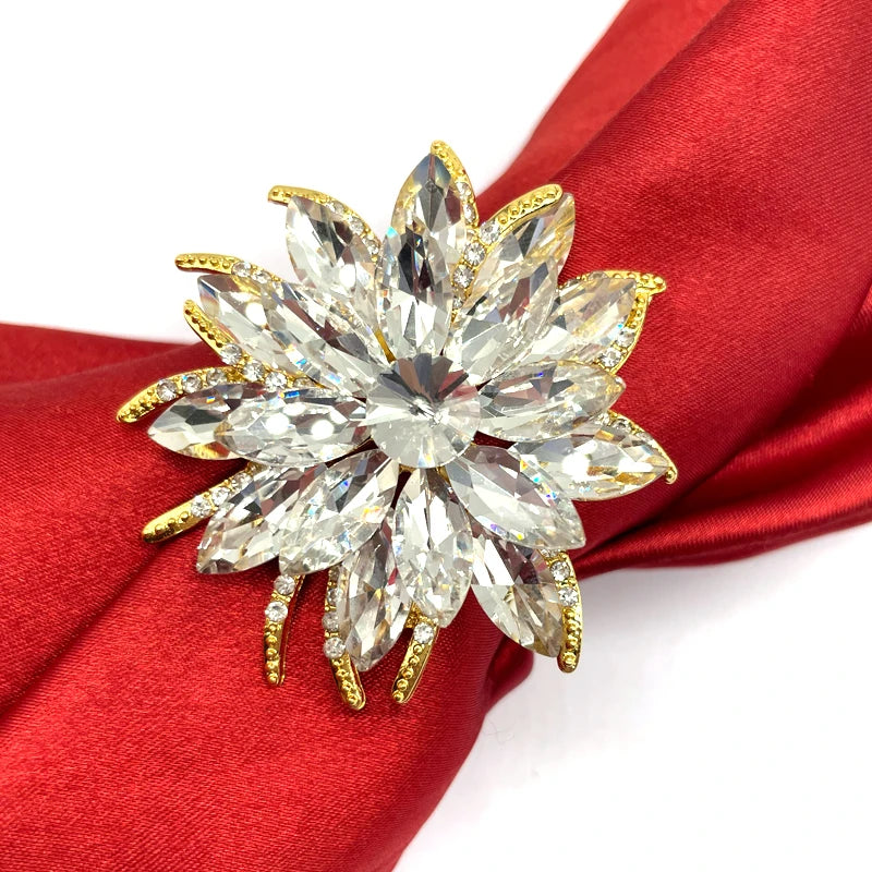Luxury Table Napkins Round Serviette Buckles Holder  Unique Pattern Lotus Flower Napkin Ring for Wedding Decor