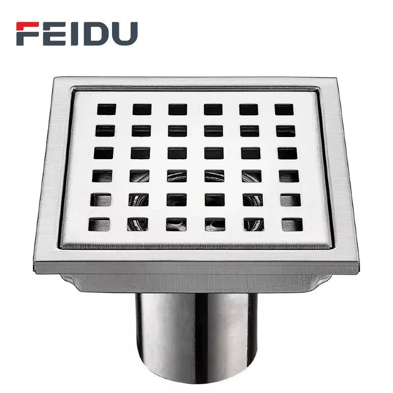 FEIDU Modern Square 304 Stainless Steel Polished Nickel Bathroom Floor Shower Drain