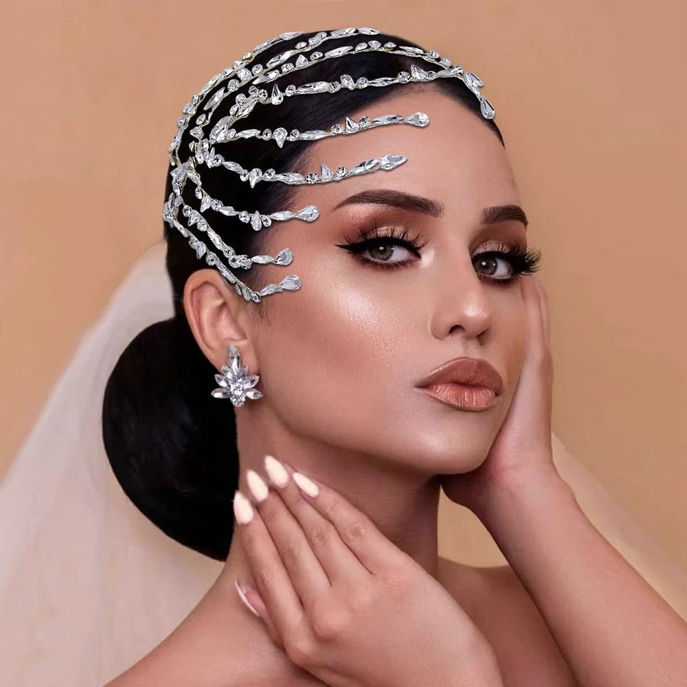 Wedding Bridal Hair Accessories Headband Hair Band Alloy Flower Bride Rhinestones Head Piece Hair Comb Vine