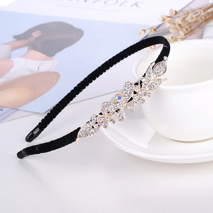 Wholesale Fashion Women's Crystal Rhinestone & Metal Headband with Non-Slip Stylish Hair Hoop for Ladies-Party & Wedding Use
