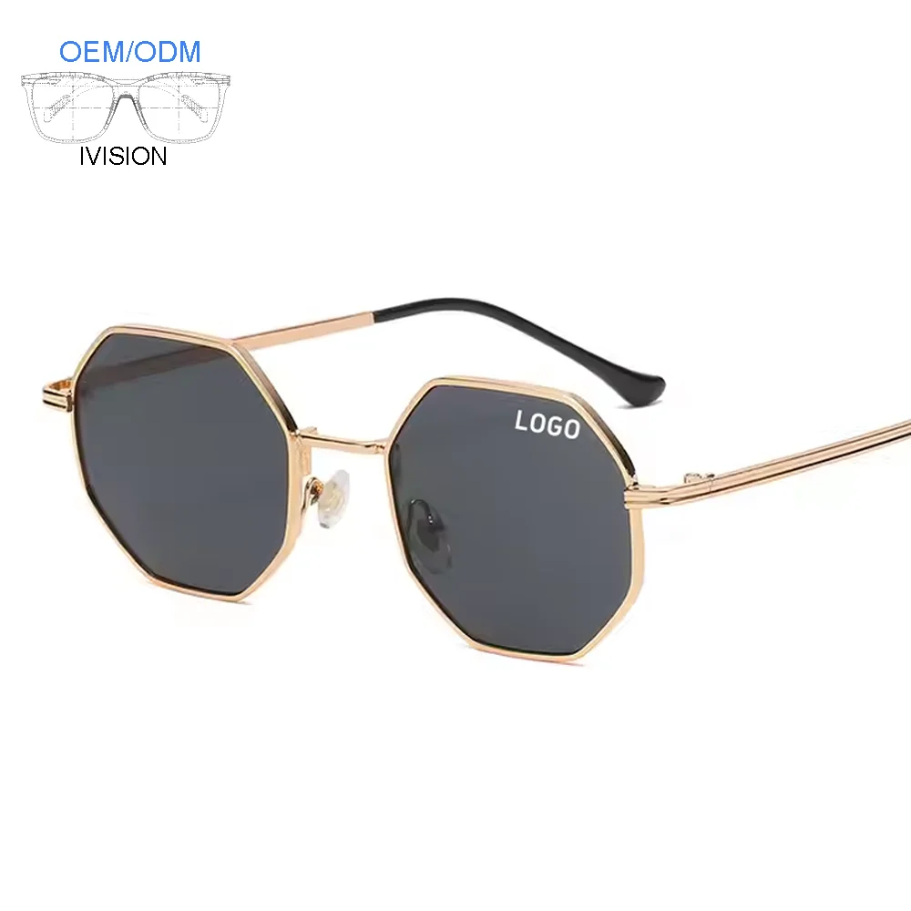 Direct Factory Sale Custom Logo New Fashion Classic Retro Metal Sunglasses UV400 Punk Style with White/Brown PC Frame Wholesale