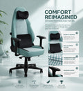 Magnetic Headrest Pine Green PU Leather Houndstooth Fabric High-Back Executive Office Chair 4D Adjustable Armrest Home Office