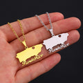 Fashion No Tarnish Silver 18K Gold Plated Stainless Steel Puerto Rico Map Pendant Necklace Jewelry for Women Men