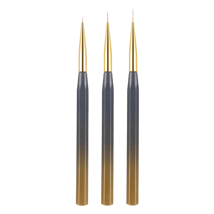 New Nail Painting Wholesale DIY Tool Builder Gel UV Stripe 3/9/11mm 3pcs Nail Art Fine Brushes Set Liner Pen