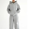 Grey Color Eco-Friendly Breathable Baggy Tracksuit with Logo Print XXL Size Fitness Hoodie Set Autumn Training Sweatpants