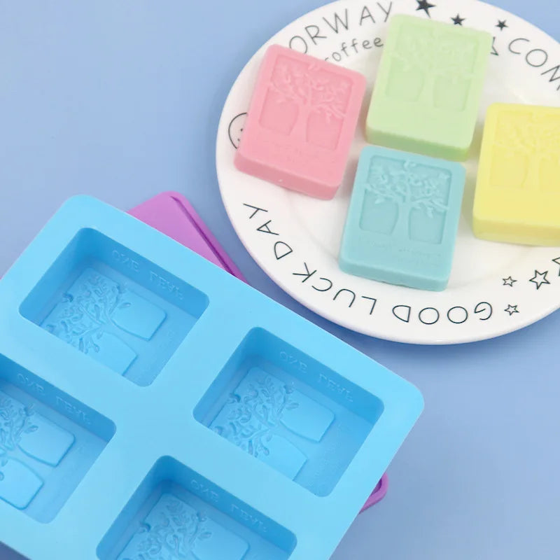 Saffron Rectangle Tree Silicon Mould for Soap Making China Manufacturer Factory Price Flower Silicone Soap Molds