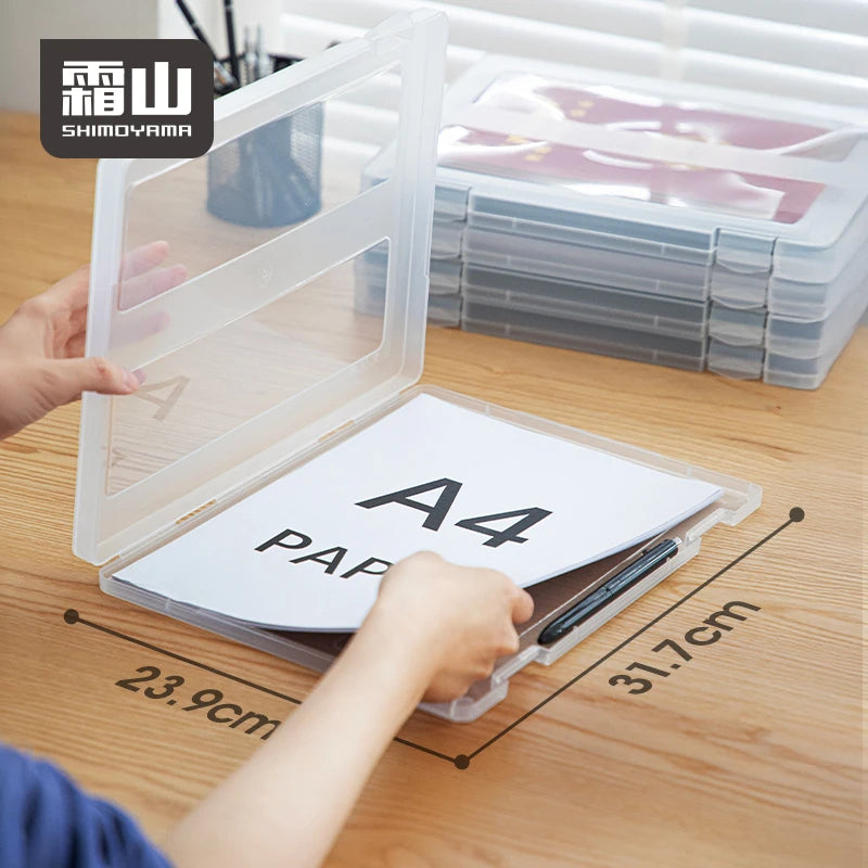 SHIMOYAMA A5 A4 Transparent PP File Organizer Office Storage Solution Box