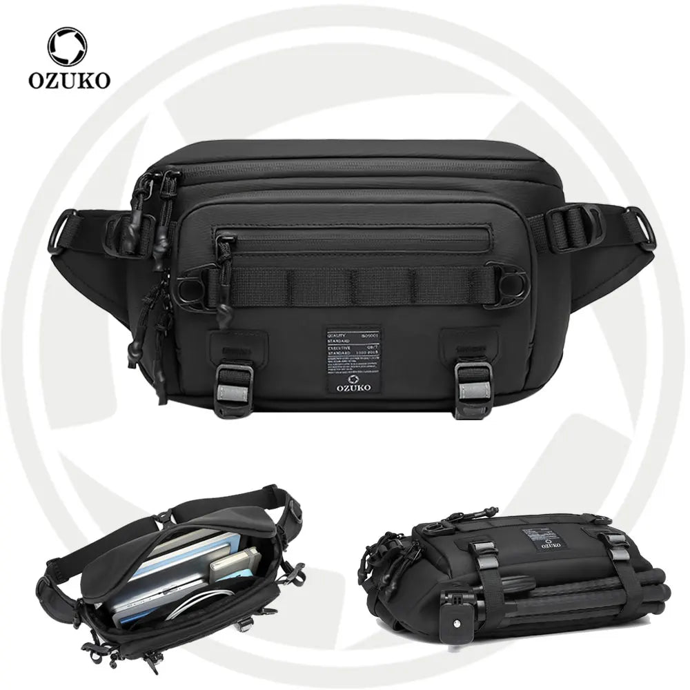 OZUKO 9655 New Style Wholesale Fashion Waist Bag Lightweight Dailyused Fanny Pack Bum Waist Bag for Men Sport Cycling Chest Bag