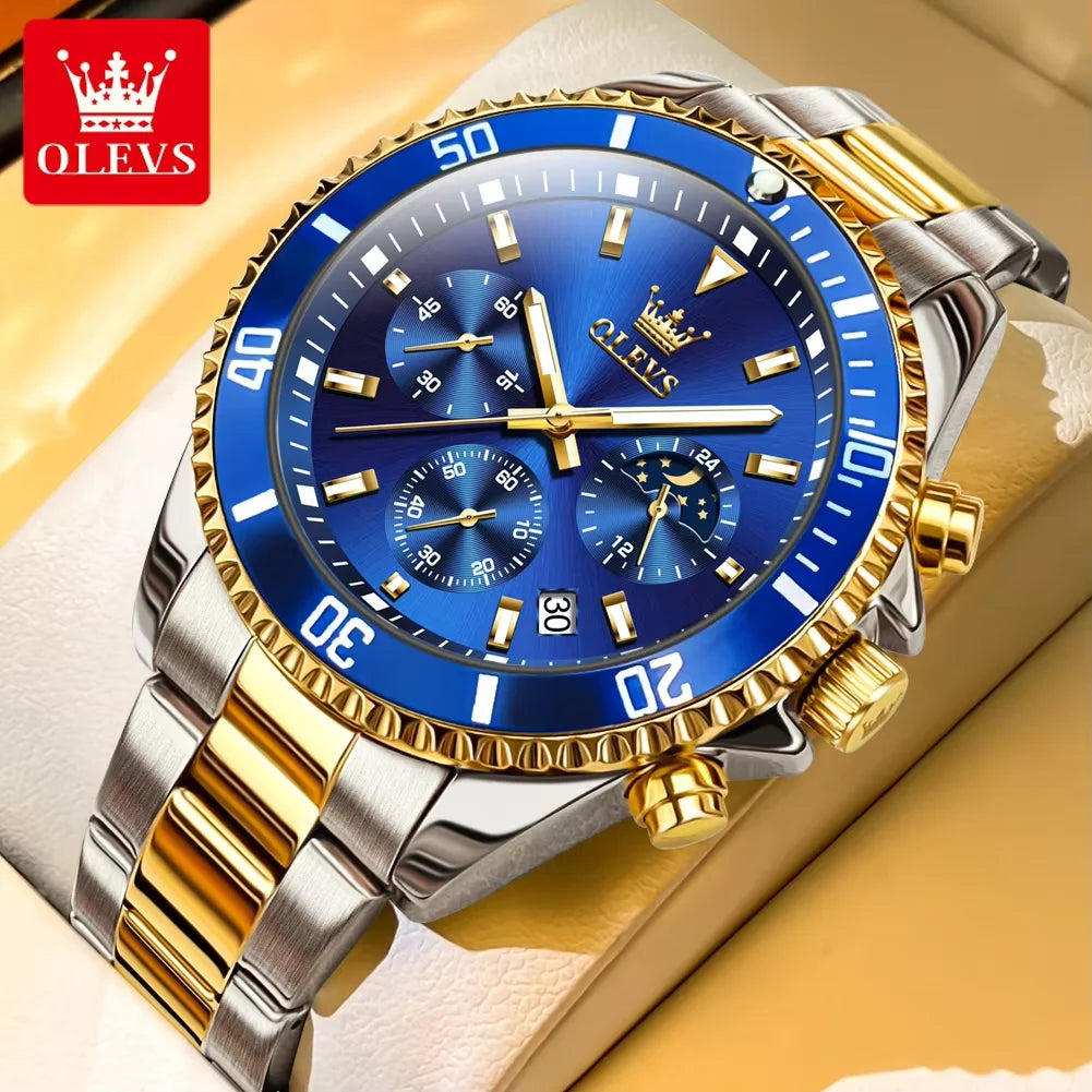Top Reloj OLEVS 2870 Luxury Moon Phase Quartz Men Watch Fashion Waterproof Chronograph Watches Men's Wrist Clock Montre Homme