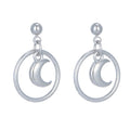 925 Sterling Silver Earrings for Women Cute Circle Moon Stud Design Rhodium Plated for Party or Gift Fashion Jewelry
