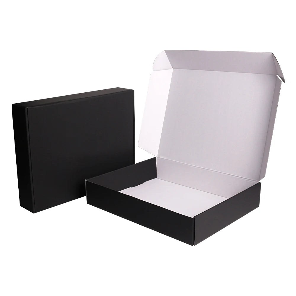 Custom logo Box Packaging Matte Black Mailer Box White Inside Packaging Shipping Boxes
