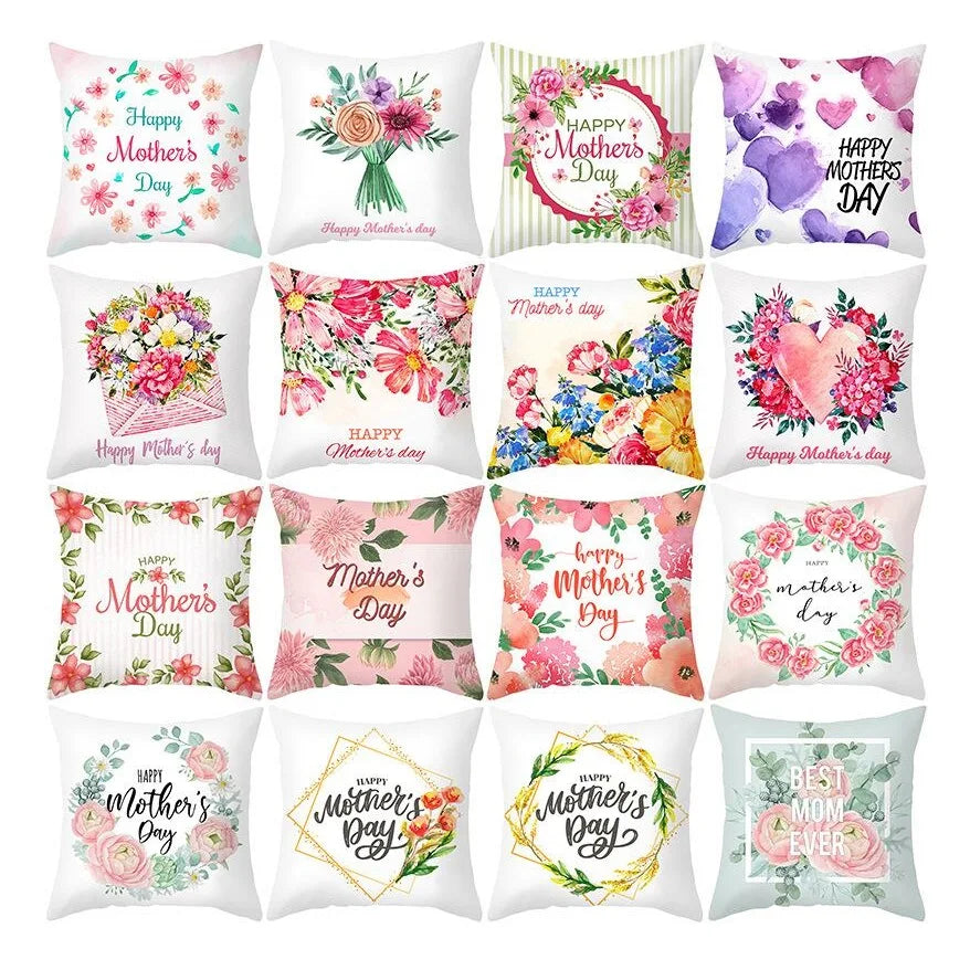 Happy Mother's Day Gift Sofa Home Decoration Flower Pattern Pillows Cushion Pillow Cover Case Valentine's Day Christmas Custom