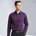 New Casual Long Sleeved Silk Men's Shirt Business Suit Blue Elastic High-grade Ironless Smooth Long Sleeved Men's Shirt