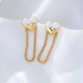 Peishang Wholesale Custom Minimalist Delicate Brass Jewelry  Gold Plated  Heart Enamel Chain Link Earring