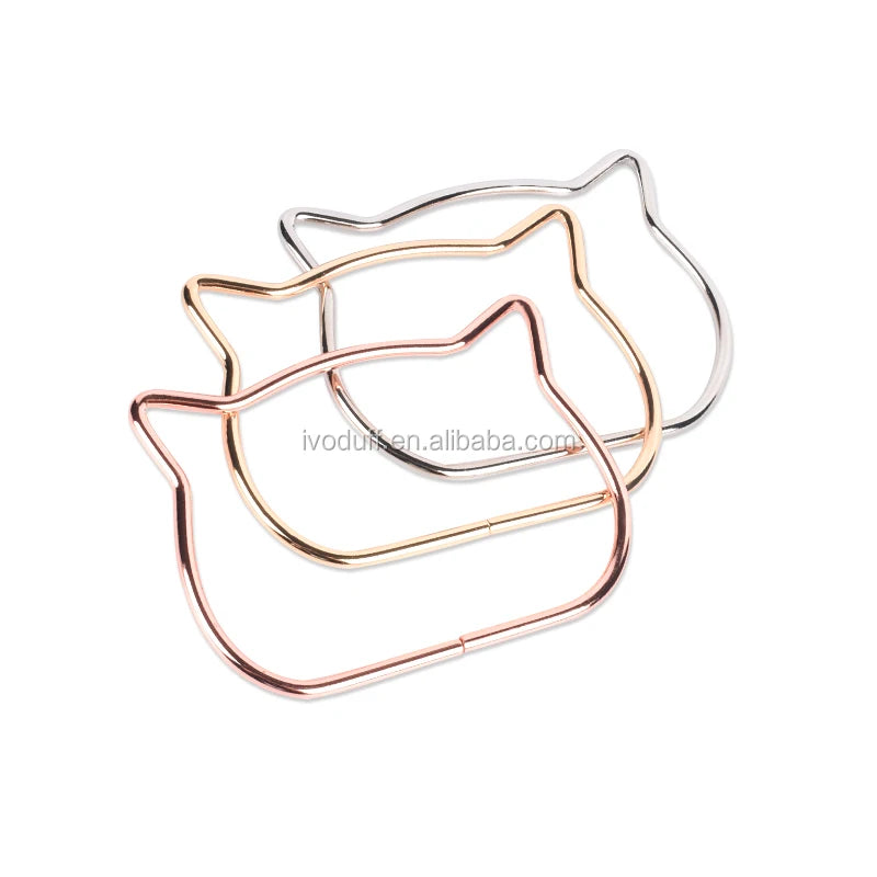 Ivoduff Metal Wire Handle Handbag Making Hardware Cat Shape Wire Handle for DIY Bag