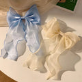 Wholesale Alloy Hair Bow Fashion Mermaid Elegant Chiffon Fabric Accessories Trendy Pink Big Bow Knot Hair Clip Kids Party