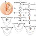 14G Surgical Steel Heart Zircon Dangle Chain Devil Industrial Barbell Ring Straight Barbell Ear Cartilage Helix Weddings