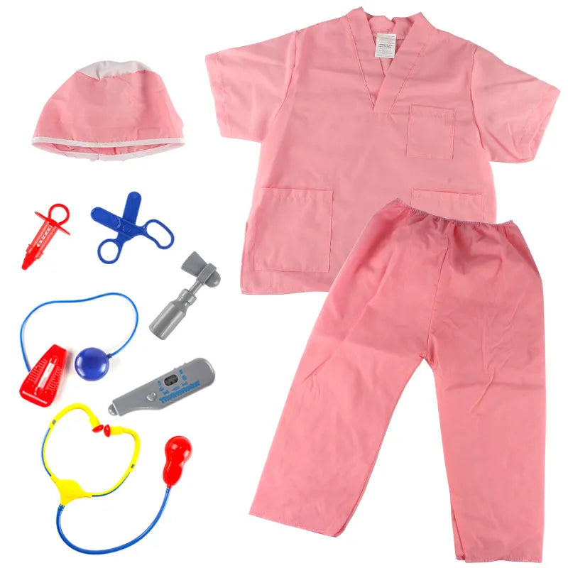 Doctor Nurse Costume for Kids With Accessories Scrubs for Girls Kids Doctor Costume